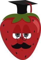 Strawberry with glasses, illustration, vector on white background