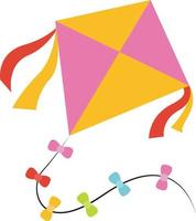 Flying kite, illustration, vector on white background.