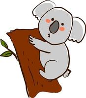 Koala en árbol, ilustración, vector sobre fondo blanco.