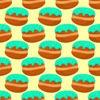 Donuts pattern, seamless pattern on yellow background. vector