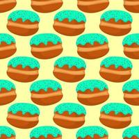 Donuts pattern, seamless pattern on yellow background. vector