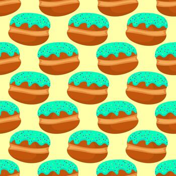 Donuts pattern, seamless pattern on yellow background. vector