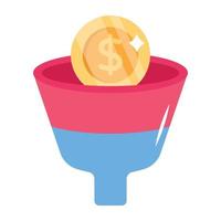 A flat icon design of sales funnel vector