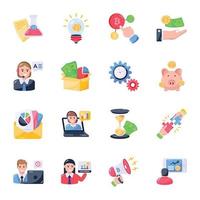 Set of Financial Startup and Marketing Flat Icons
