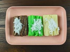 traditional Indonesian snack food. Gethuk sprinkled with grated coconut photo