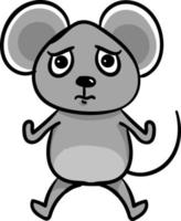 Scared little mouse, illustration, vector on a white background.