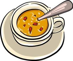 Soup in bowl, illustration, vector on white background