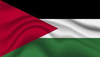 cerrar la bandera nacional palestina ondeando una ilustración vectorial realista foto