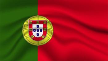 Close up Portugal national flag waving realistic vector illustration photo