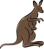 Kangaroo, illustration, vector on white background.