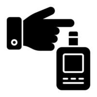 Sugar test machine icon, solid design of glucometer vector