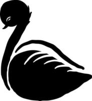 Black swan sketch, illustration, vector on white background.