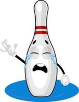 Bowling pin crying, illustration, vector on white background.