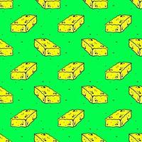 Yellow sponge, seamless pattern on green background. vector