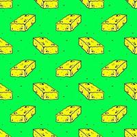 Yellow sponge, seamless pattern on green background. vector