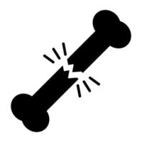 A glyph design icon of broken bone vector