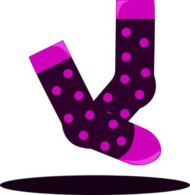 Purple socks, illustration, vector on white background.