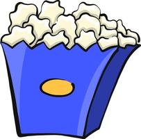 Blue bag of popcorn , illustration, vector on white background