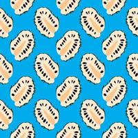 Soursop slice ,seamless pattern on blue background. vector
