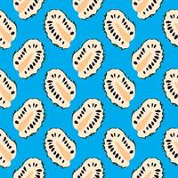 Soursop slice ,seamless pattern on blue background. vector