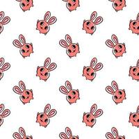 Little red bunny ,seamless pattern on white background. vector