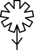 Minimal white flower with nine rectangle petals , illustration, vector on white background.
