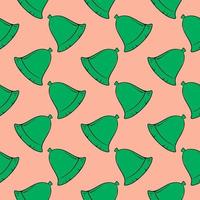 Green bells,seamless pattern on dark pink background. vector