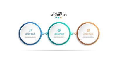 vector de plantilla de diseño infográfico empresarial moderno con iconos y 3 opciones o pasos. se puede utilizar para el diagrama de proceso, presentaciones, diseño de flujo de trabajo, banner, diagrama de flujo, gráfico de información.eps10 vector