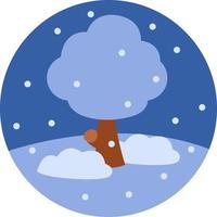 Tree covered in snow, illustration, vector, on a white background. vector