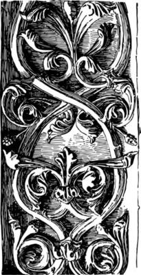 Rinceau Carved double from Notre Dame vintage engraving.
