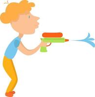 Boy with water gun, illustration, vector on white background