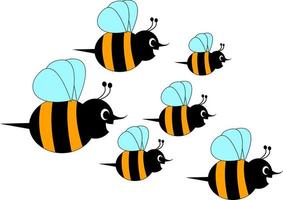 Bee horde, illustration, vector on white background.