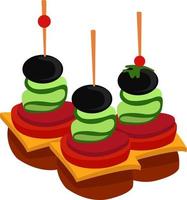Canape food, illustration, vector on white background