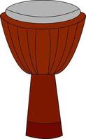 Red djembe, illustration, vector on white background.