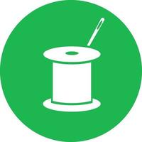 White sewing thread with a needle, illustration, vector on white background.