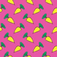 Yellow carrot, seamless pattern on hot pink background. vector