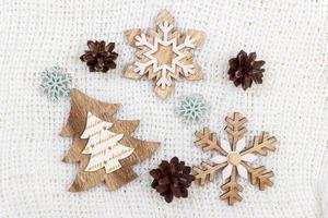 Christmas decoration tree and snowflake on white background photo