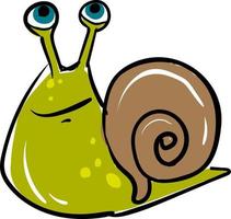 Happy snail, illustration, vector on white background.