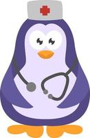 Doctor penguin, icon illustration, vector on white background