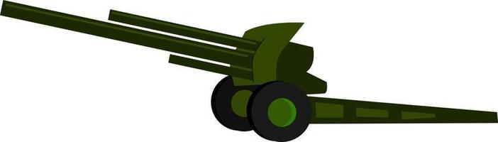 Green howitzer, illustration, vector on white background.