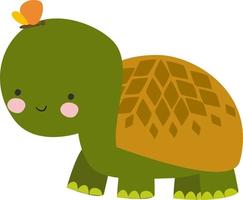 Green cute turtle, illustration, vector on white background.