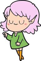 Cartoon happy elf girl vector