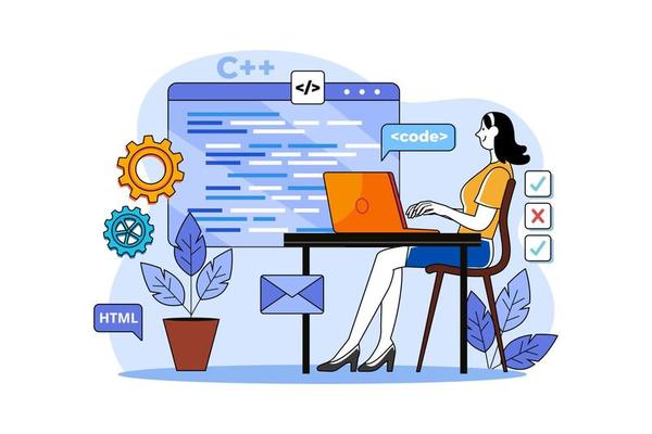 Woman programmer working on a new project
