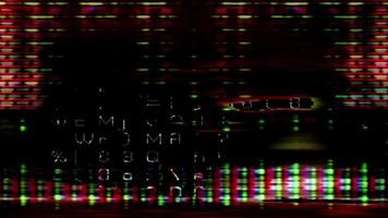 Chaotic data flux streams behind a screen of numbers and letters - Loop video