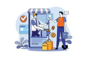 Delivery of goods ordered through a mobile store vector