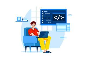 Engineer IT specialist programmer man work at home vector