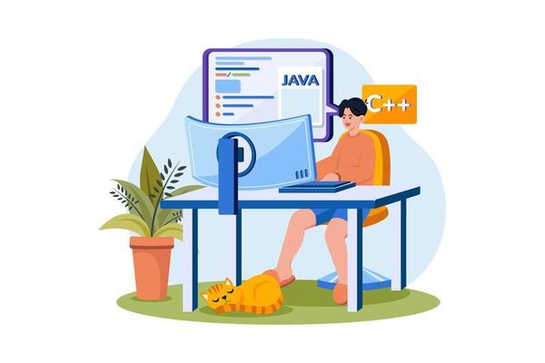 Engineer IT specialist programmer man work at home