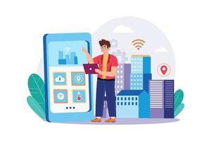 Smart City Illustration concept on white background vector