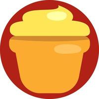 Yummie yellow cupcake, illustration, vector on a white background.