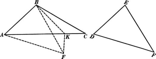 Teorema de 2 triángulos, ilustración vintage. vector